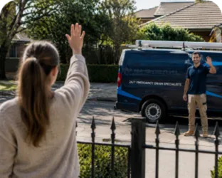 Plumber leaving a completed job in Bronte
